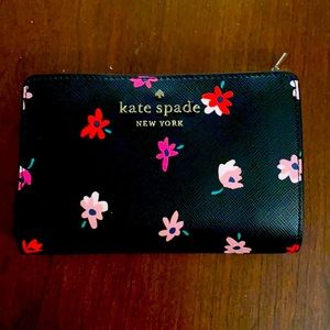 kate spade Black Floral Zip Wallet